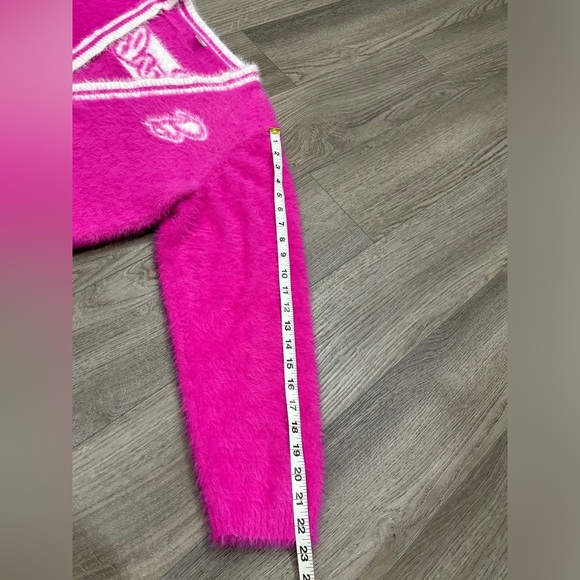 Barbie Halloween Costume Pink Cardigan Sweater Adult Heart Women’s Size Large - Picture 4 of 16